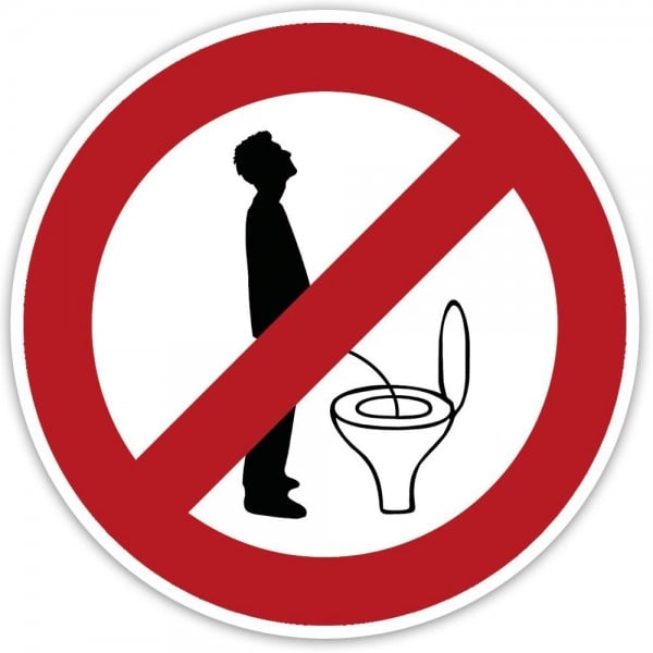 Standard Sticker Ø 50 mm 2 Stück / Nicht im Stehen pinkeln!